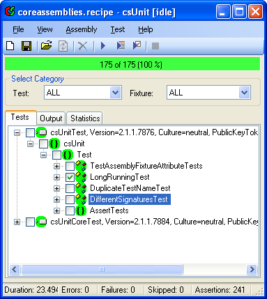 csUnit has successfully finished a test run