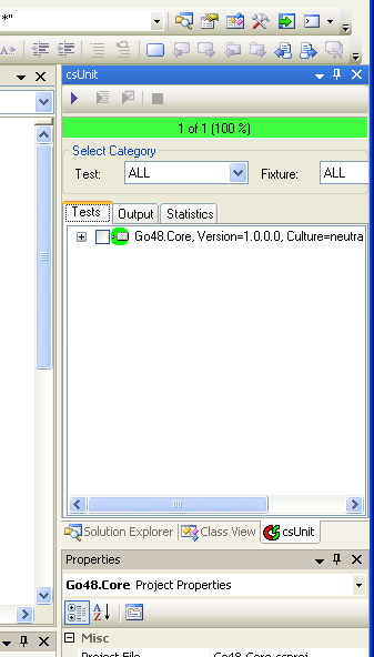 csUnit tool window in Visual Studio 2005