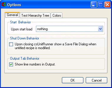 options dialog general settings