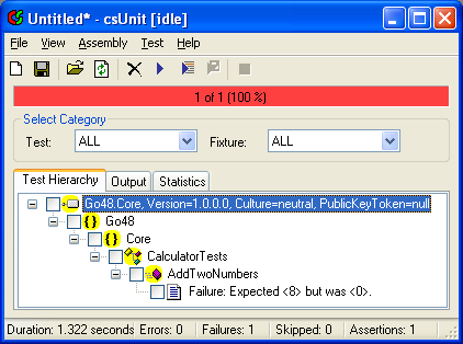csUnit showing failed test